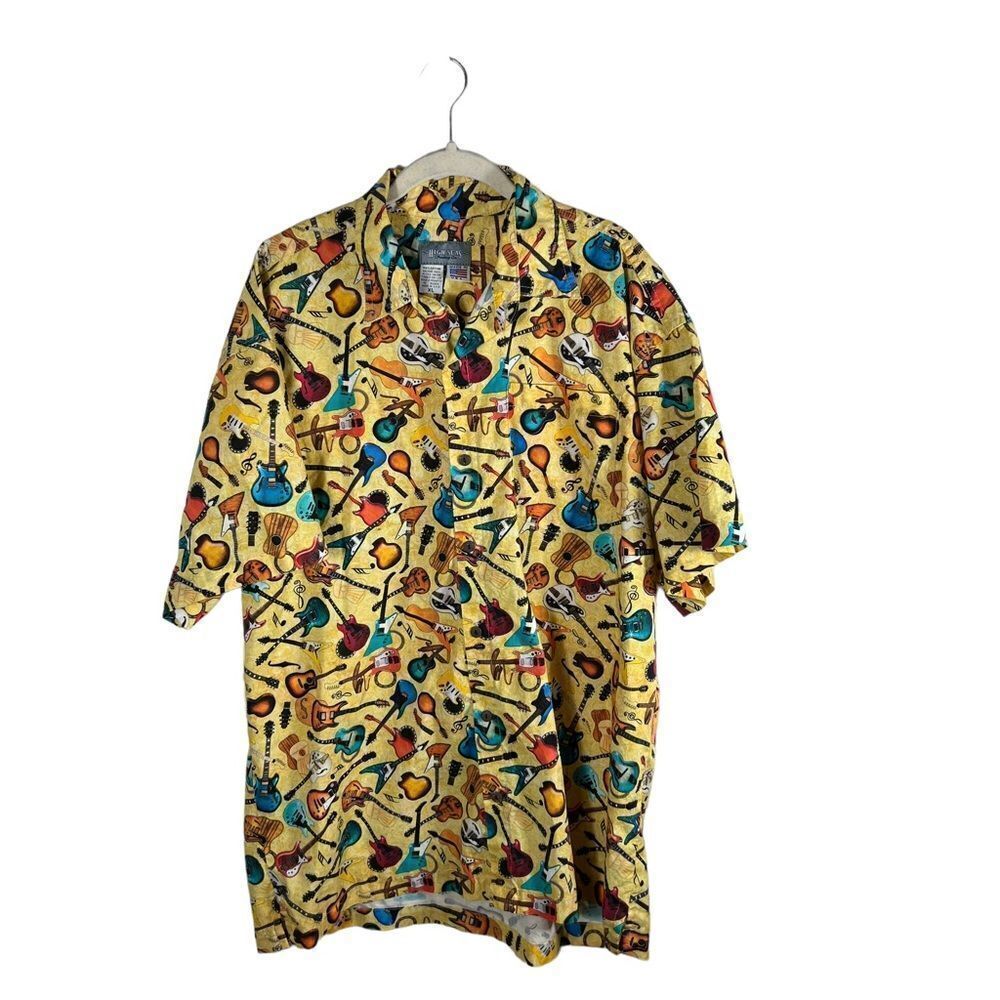 High Seas Trading Co Guitar Print Button Down Shirt